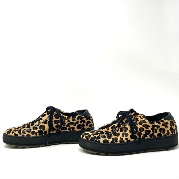CREAM by DSW Leopard Calf Hair Platform Lace Up Sneakers Size 39/8.5 - Picture 5 of 9